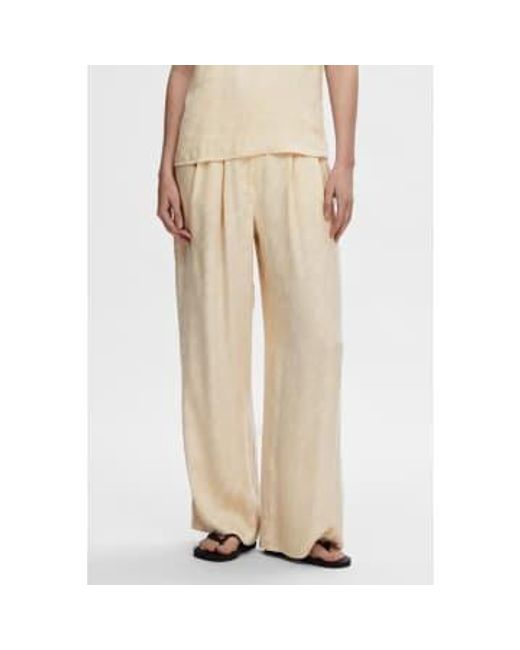 SELECTED Natural Sandshell Constanza Straight Cupro Pant Beige / 34