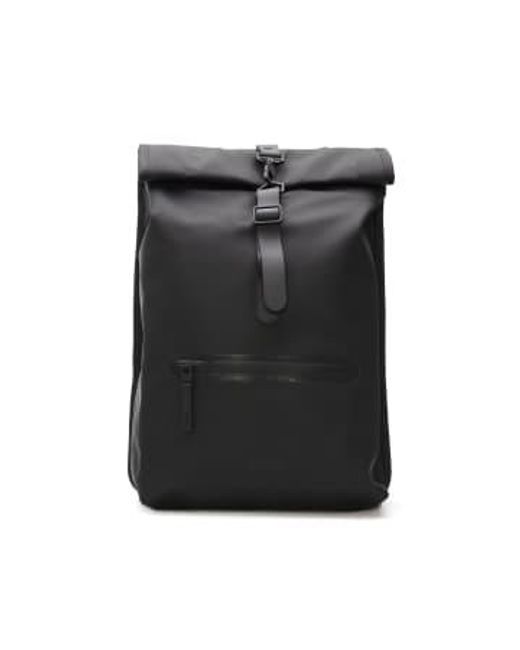 Rains Black Rolltop Backpack One-size
