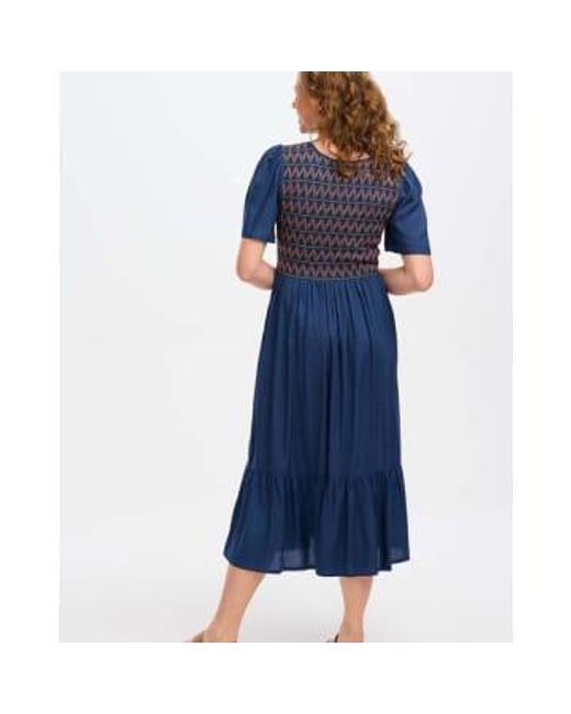 Sugarhill Blue Brielle Midi Shirred Dress