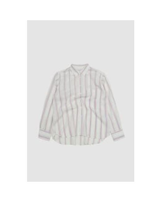 Universal Works Hemd mit quadratischen Taschen Ecru/Lila Hendrix Curry Stripe in White für Herren