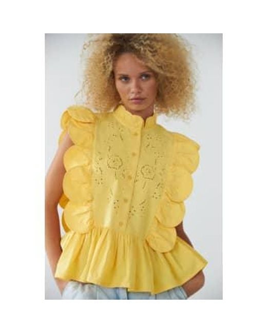 Blusa bordado inglés dulce amarillo Stella Nova de color Yellow