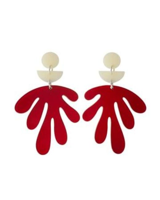 Orelia Red Earrings Flowers Méthacrylate
