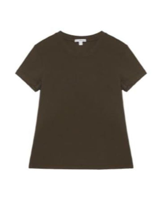 James Perse Green Cotton Shirt, Round Neck, Short Sleeves Xl /