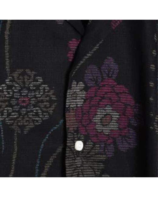 Gitman Brothers Vintage Black Vintage Camp Shirt Floral Bark Cloth S for men