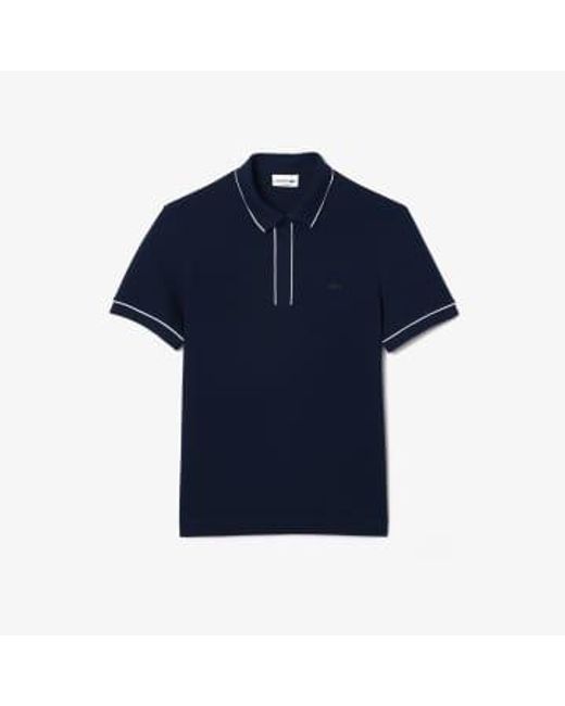 Lacoste Blue Smart Paris Pole In Stretch Cotton With Contrast Ribe M for men