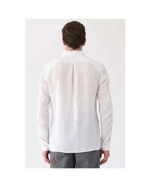 Camisa lino con parche bolsillo blanco Transit de hombre de color White