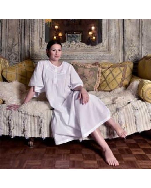 Powell Craft White Damen weiß smocked nightdress mit stickerei 'gelassenheit'
