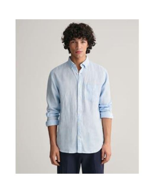 Regular Fit Houndstooth Linen Shirt In Capri 3240067 468 di Gant in Blue da Uomo