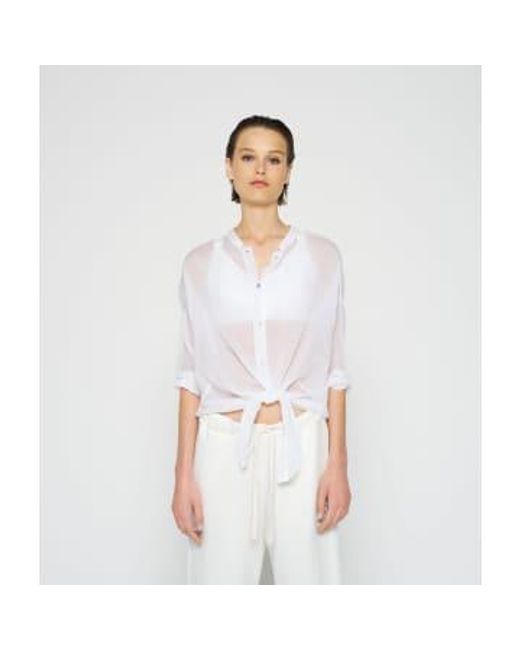 10Days White Cropped Knot Blouse Cotton