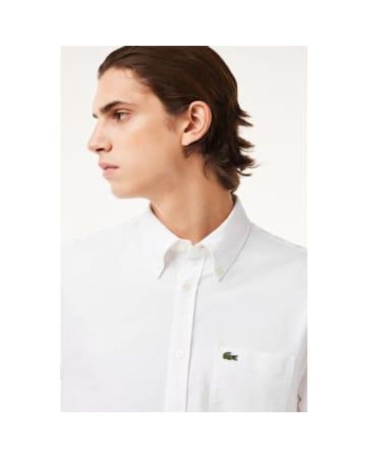 Lacoste White Regular Fit Cotton Oxford Shirt 15" 38 for men
