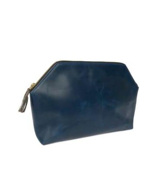 VIDA VIDA Blue Leather Solar Clutch Bag Leather