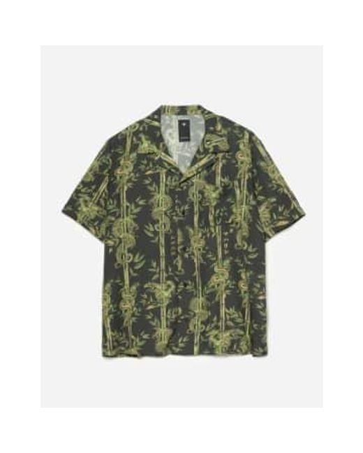 Maharishi Green Dragon Bamboo Camp Collar Shirt M for men