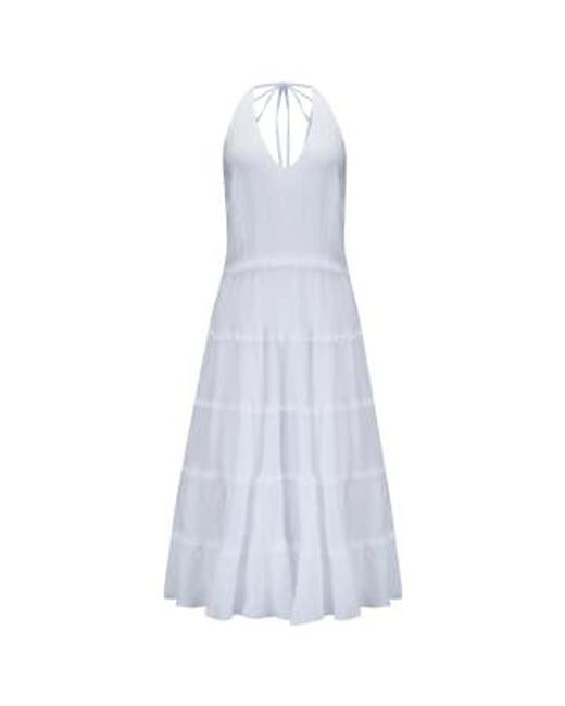 120 Halter Neck Dress In White di 120% Lino