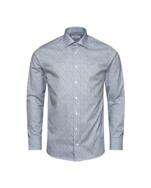 Eton of Sweden Blue Floral Print Contemporary Fit Signature Twill Shirt 10001211121 for men