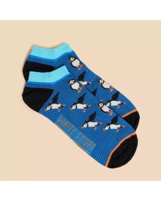 White Stuff Puffin Trainer Socks Blue Multi Uk 7-9 for men