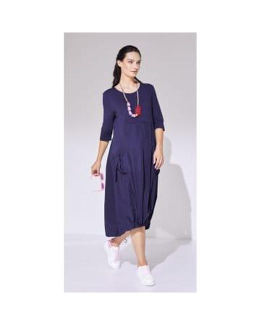 Robe en coton avec panneau supérieur contraste / poches en marine Naya en coloris Blue