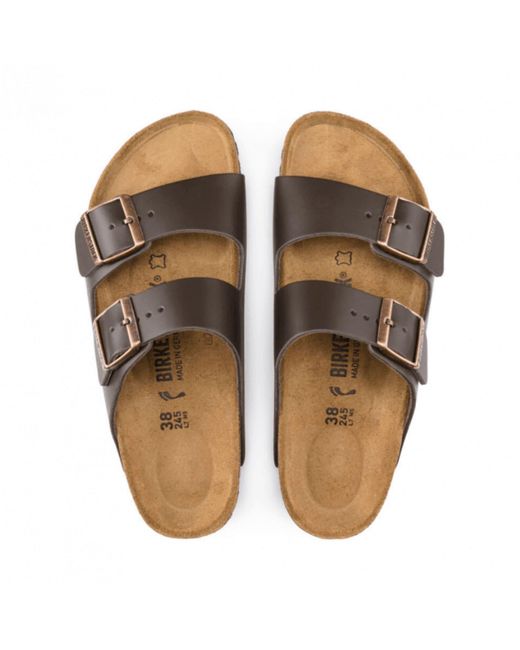 Birkenstock Dark Brown Arizona Natural Leather Sandals For S | Lyst