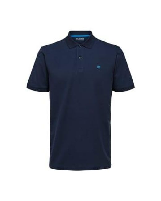 SELECTED Polo Shirt With Sky Blue Embroidery for men