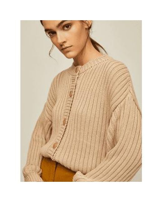 Rita Row Natural Open Knitted Cardigan And Black S