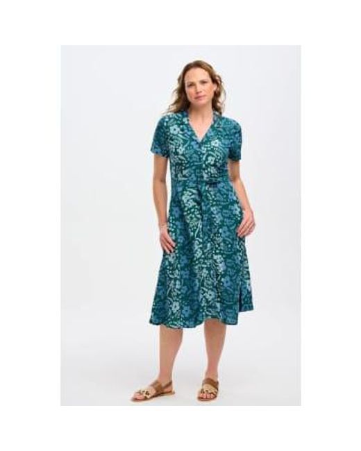 Sugarhill Blue Fiona Batik Midi Shirt Dress Uk 10