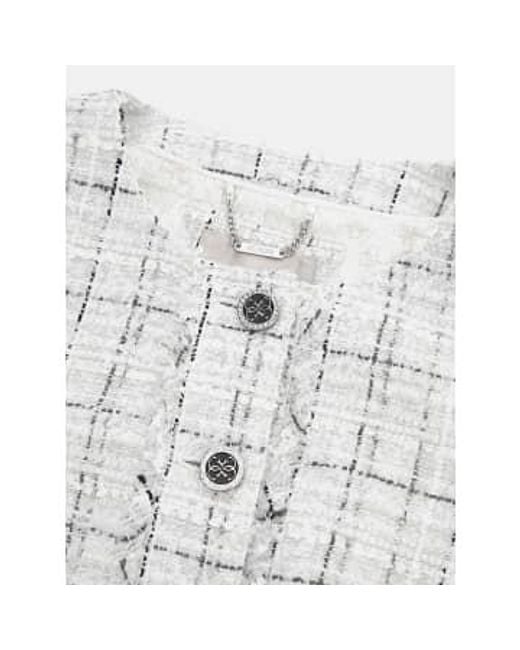 Sofia Tweed Jacket Or Check Tweed di Guess in White