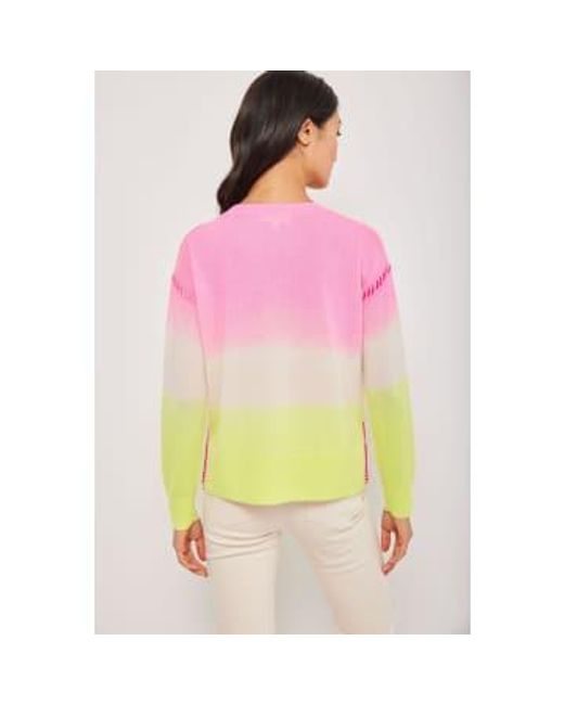 Lisa Todd Pink And Yellow Colour Me Happy Cashmere Sweater Small