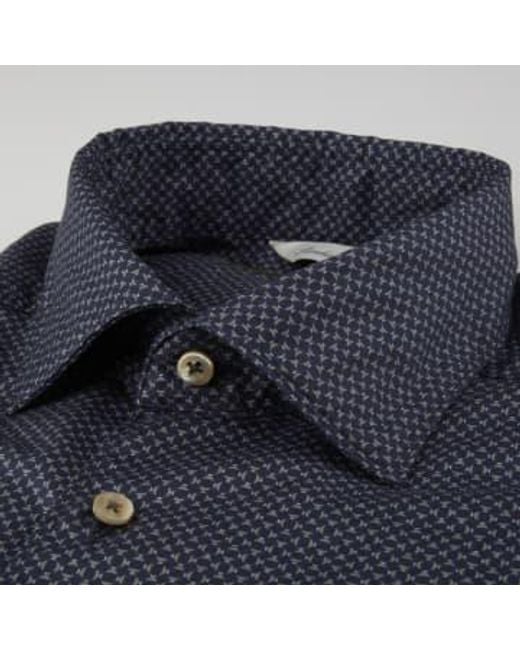 Stenstroms Blue Slimline Casual Patterned Shirt for men