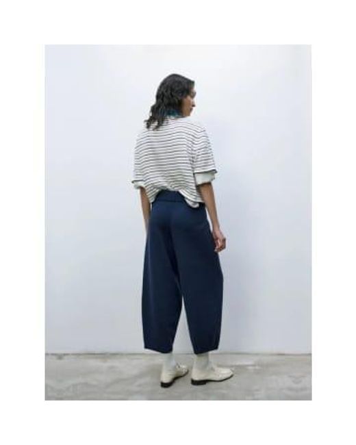 Cordera Blue Cotton Knitted Pants Navy One Size