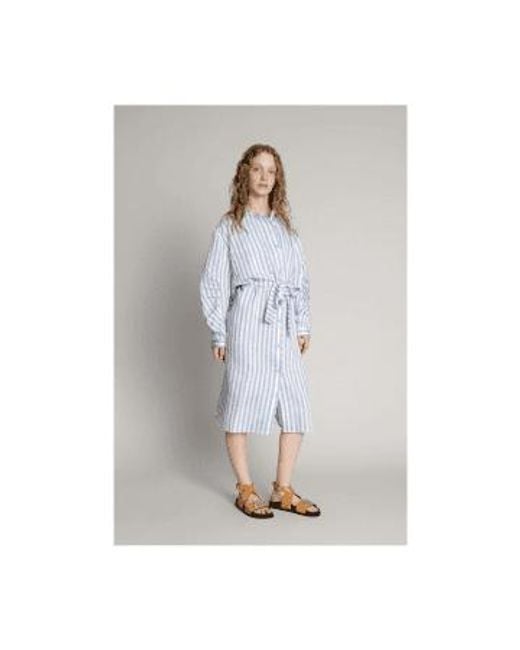 Munthe Blue Mateo Stripe Shirt Dress With Belt Size: 10, Col: /white 10