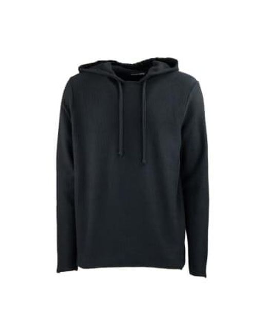 Hannes Roether Black Rib Cotton Hoodie Large for men