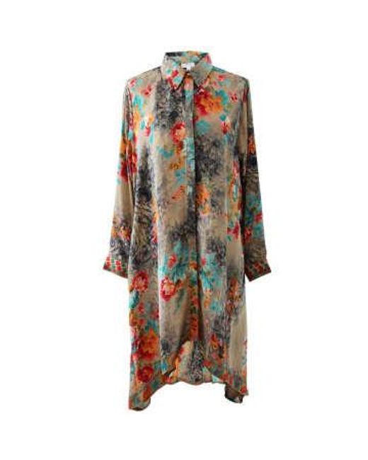 Powell Craft Multicolor 'luna' Buttoned Colourful Floral Shirt Dress