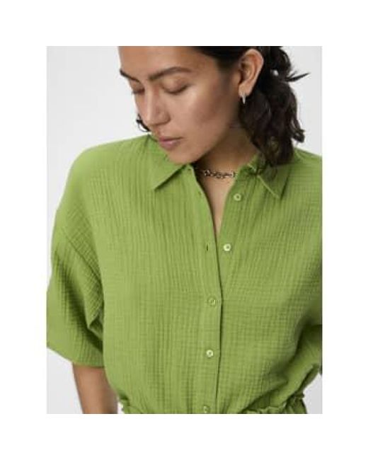 Carina Cotton Shirt Peridot di Object in Green