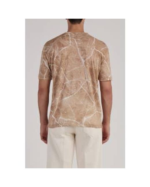 Daniele Fiesoli Brown Cracking Earth Printed Linen T Shirt for men