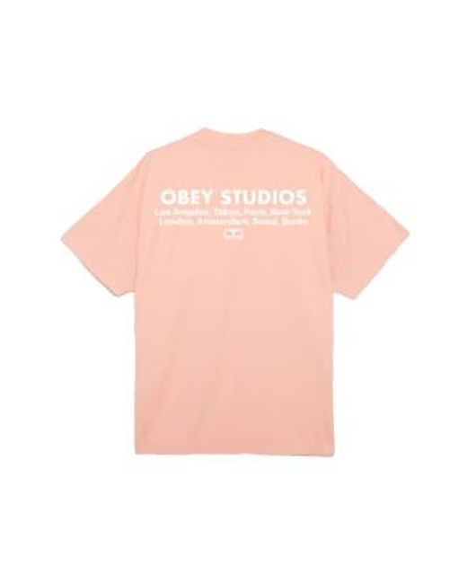 Studios Eye T Shirt Peach Parfait di Obey in Pink da Uomo