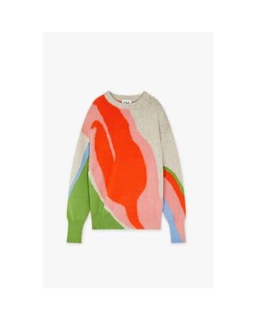 CKS Red Multi Abstract Pastel Sweater Small