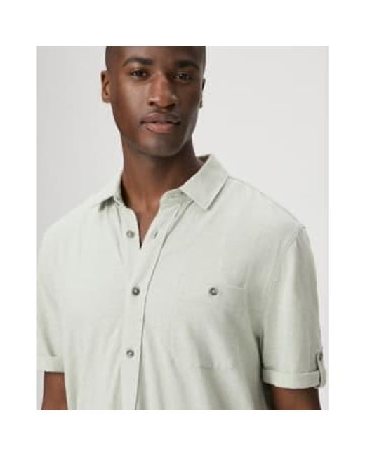PAIGE White Garden Mint Brayden Short Sleeve Roll Tab Shirt S for men