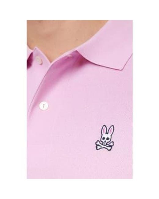 Psycho Bunny Klassisches Pik -Polo -Hemd im Pastell Lavendel B6K001B200 PLV in Pink für Herren