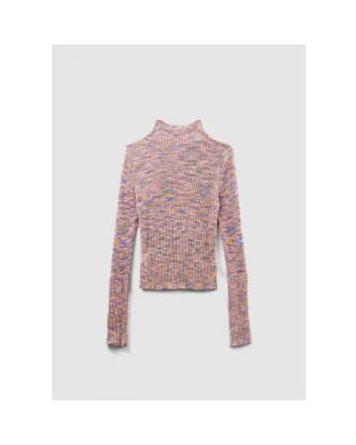Free People Pink S Blair Spacedye High Neck Knitted Top