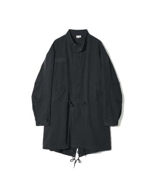PARTIMENTO Black Vintage Washed M-65 Fishtail Coat In for men
