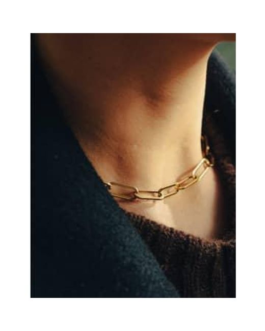 Nordic Muse Black Chain Link Choker Necklace, 18k Tarnish-free Waterproof Plated