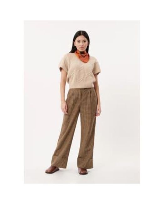 FRNCH Natural Pia Wide Leg Trousers Sand S
