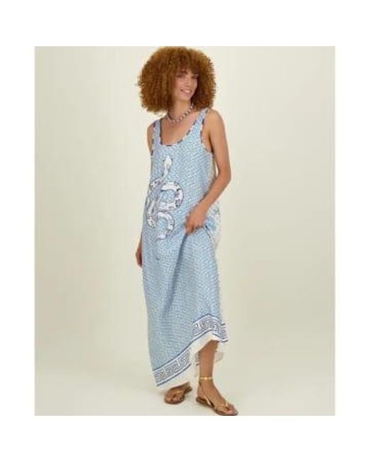 ME 369 Blue Allison Sleeveless Dress Amalfi Coast S