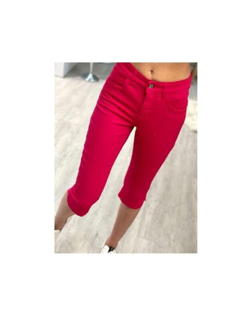 Mac Jeans Dark Pink Denim Mac Dream Capri Cropped Jeans in Red | Lyst