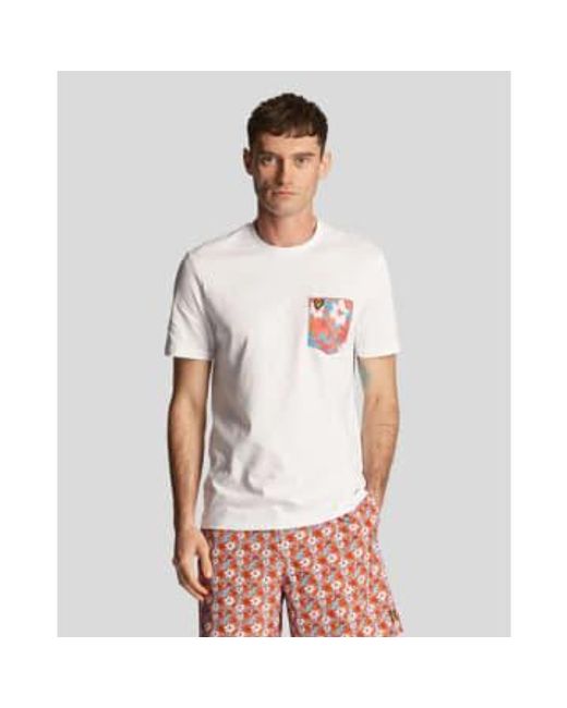 Ts2037v camiseta bolsillo con estampado floral en blanco Lyle & Scott de hombre de color White