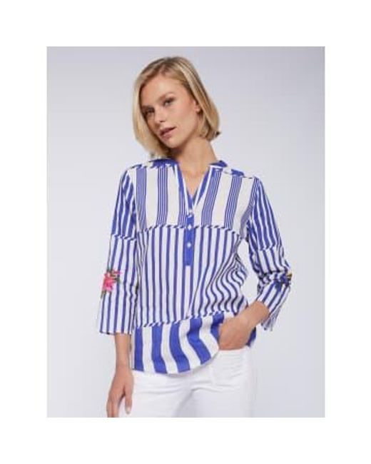 Francina Shirt Tropical Link Stripes di Vilagallo in Blue