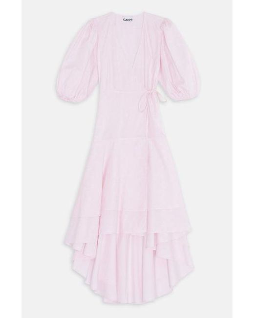ganni pink wrap dress