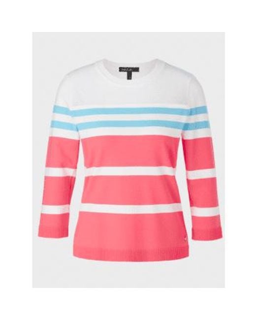Marc Cain Pink Striped Jumper Ws 41.35 M35 Col 238