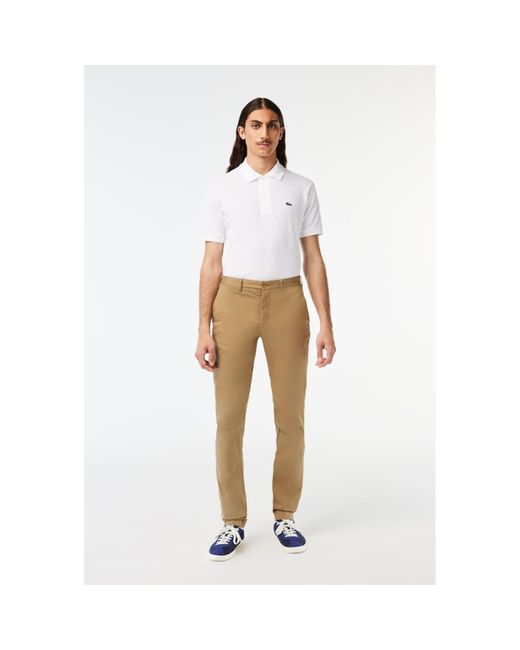 Lacoste New Classic Slim Fit Stretch Cotton Trousers in White for