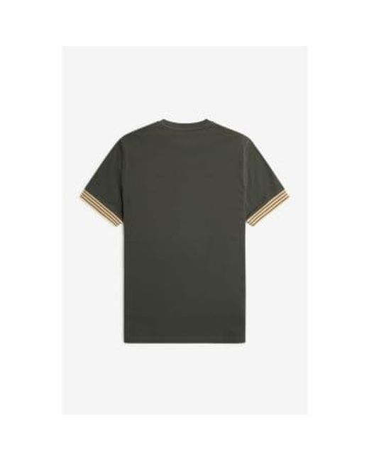 Fred Perry Green Striped Cuff T-shirt Field Medium for men