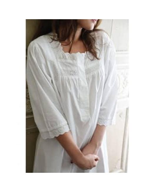 Powell Craft Gray Ladies Nightdress With Ruffled Broderie Anglaise 'eliza' One Size